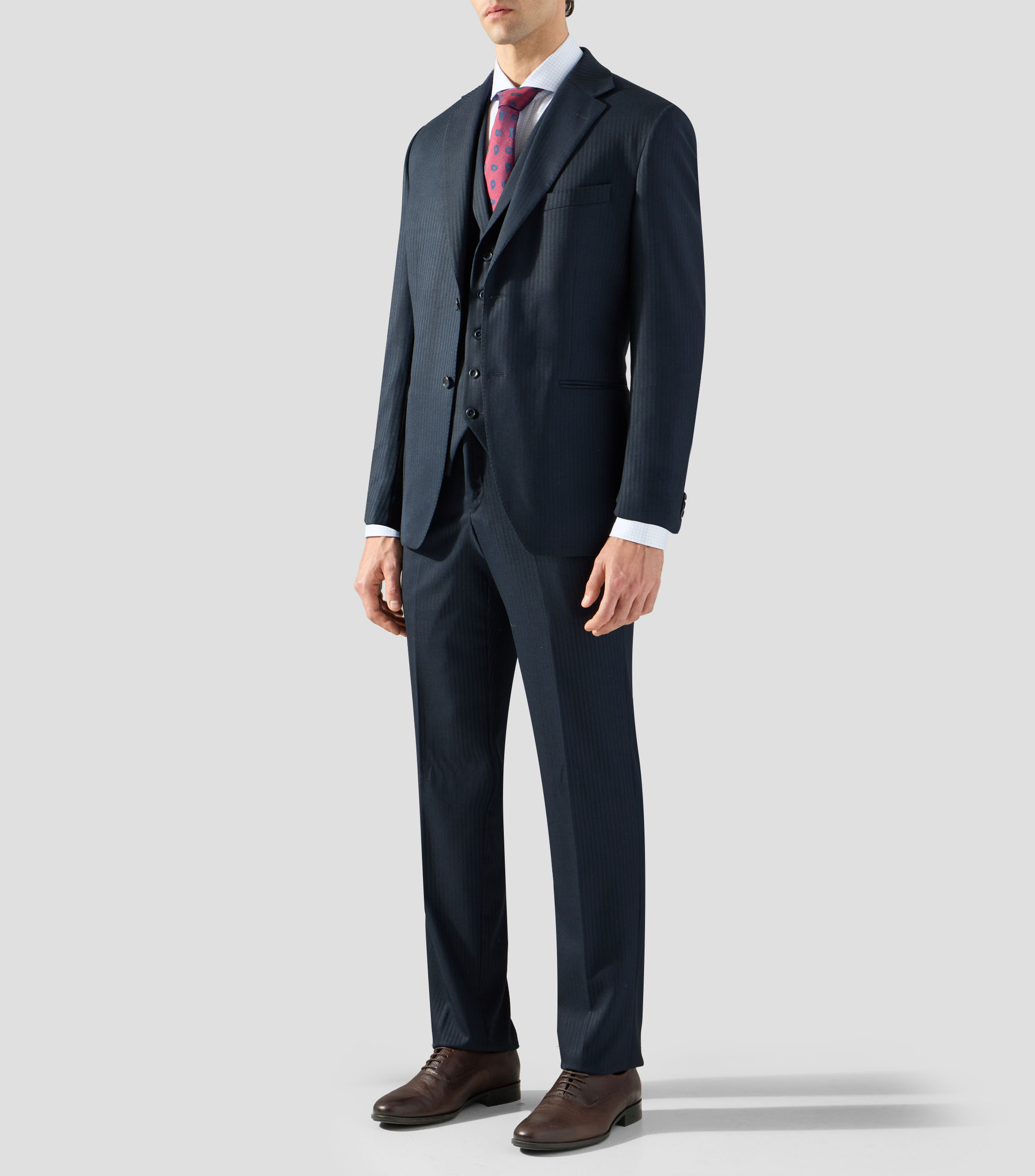 Traje 3 piezas de corte slim a rayas Hombre
